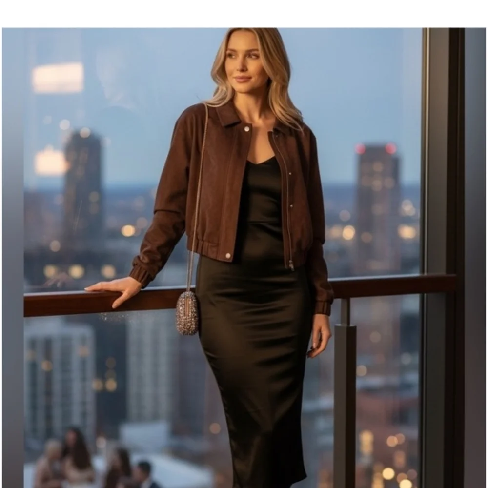 NWT House Of Harlow Brown Suede Cropped Jacket Size XS NWT - Picture 2 of 7